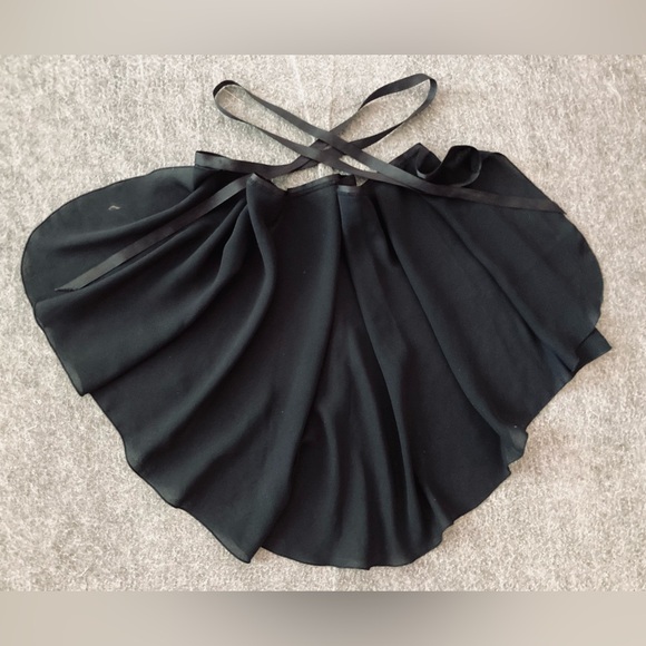 🖤 Sheer Black Wrap Ballet Skirt with Ribbon Tie ♠️ - Picture 2 of 5